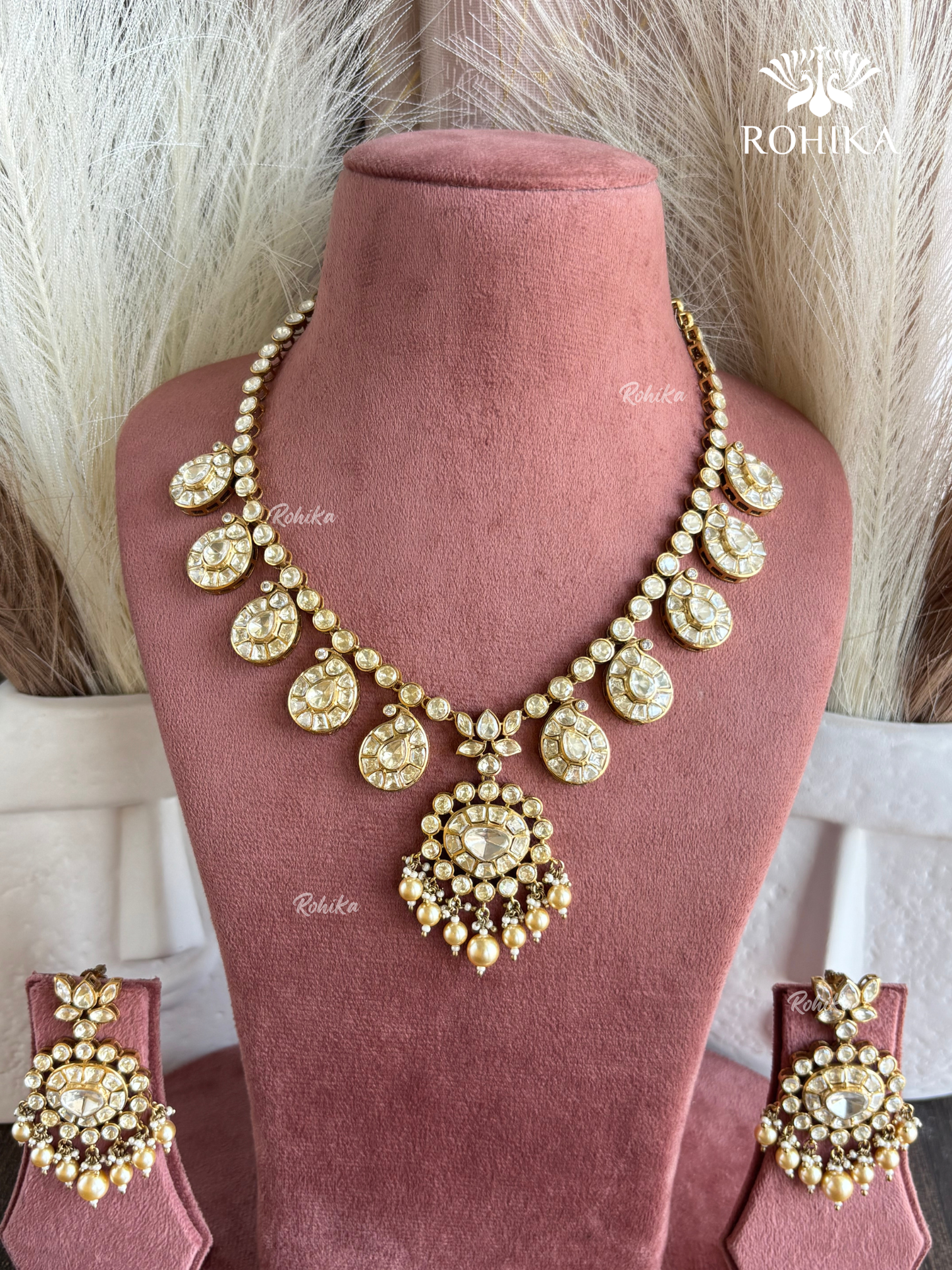Radya LV Moisanite Long Necklace set - White