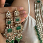 Alani Polki Kundan Long Bridal Necklace Set - Dark Green