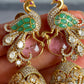 Kanishka Kundan Earrings -Pink And Mint Green