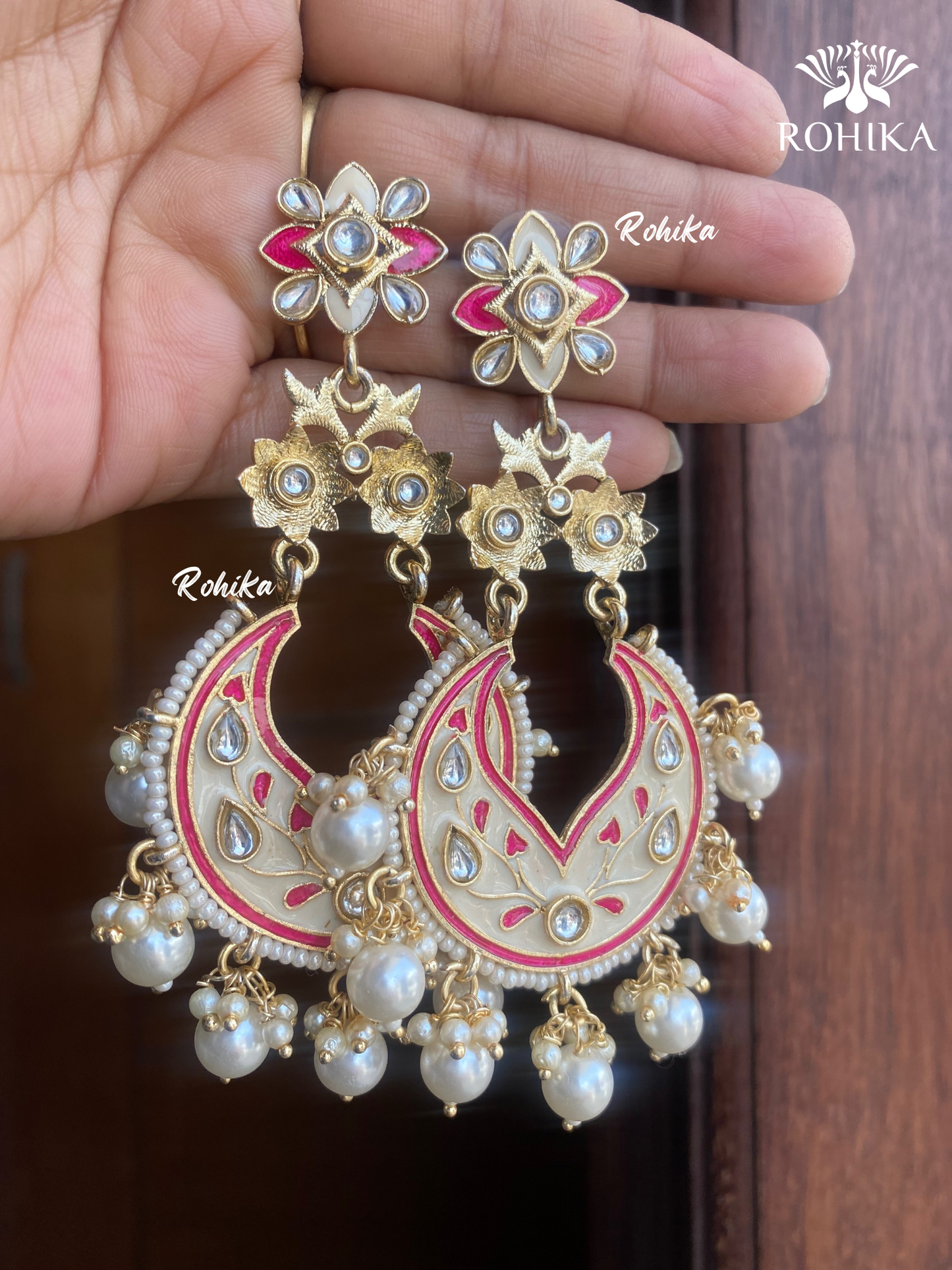 Rajani meenakari earrings - Peach