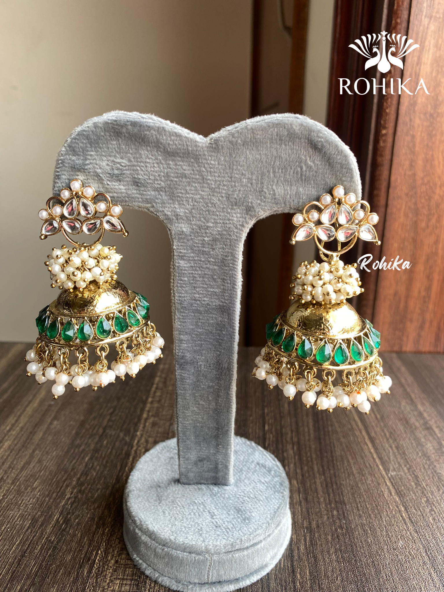 Isha jhumka earrings - Green