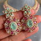 Sarisha AD doublet necklace set - Pink & Mint Green