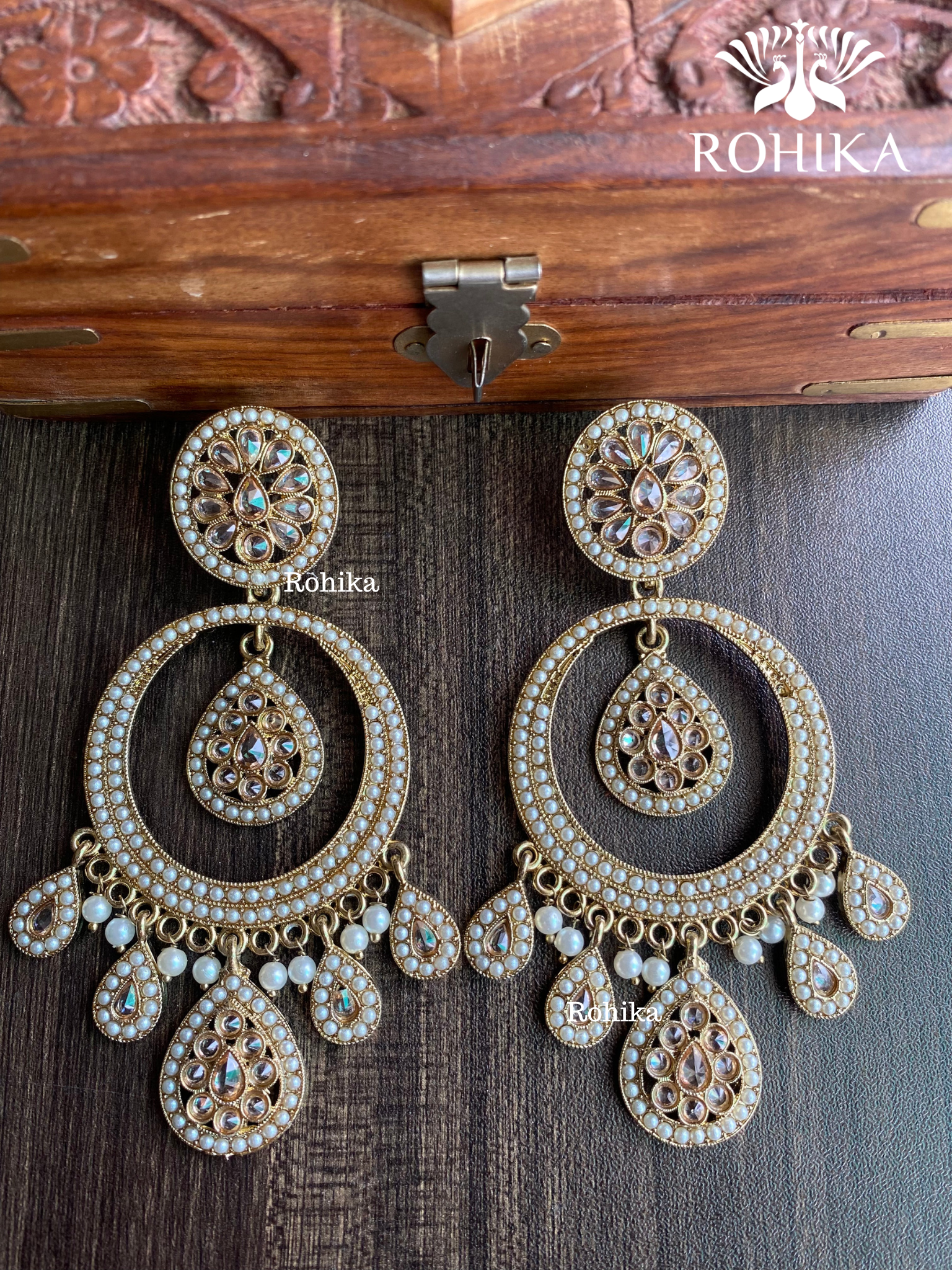 Sitara polki earrings - White