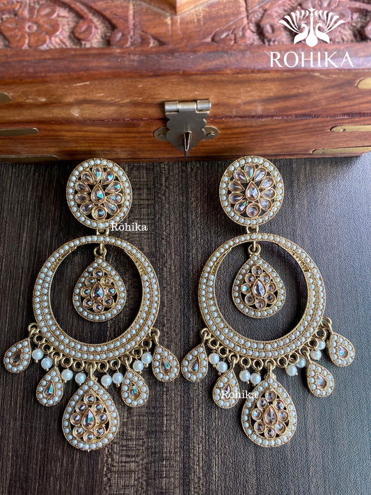 Sitara polki earrings - White