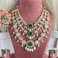 Aarvi Polki kundan long necklace set - Green