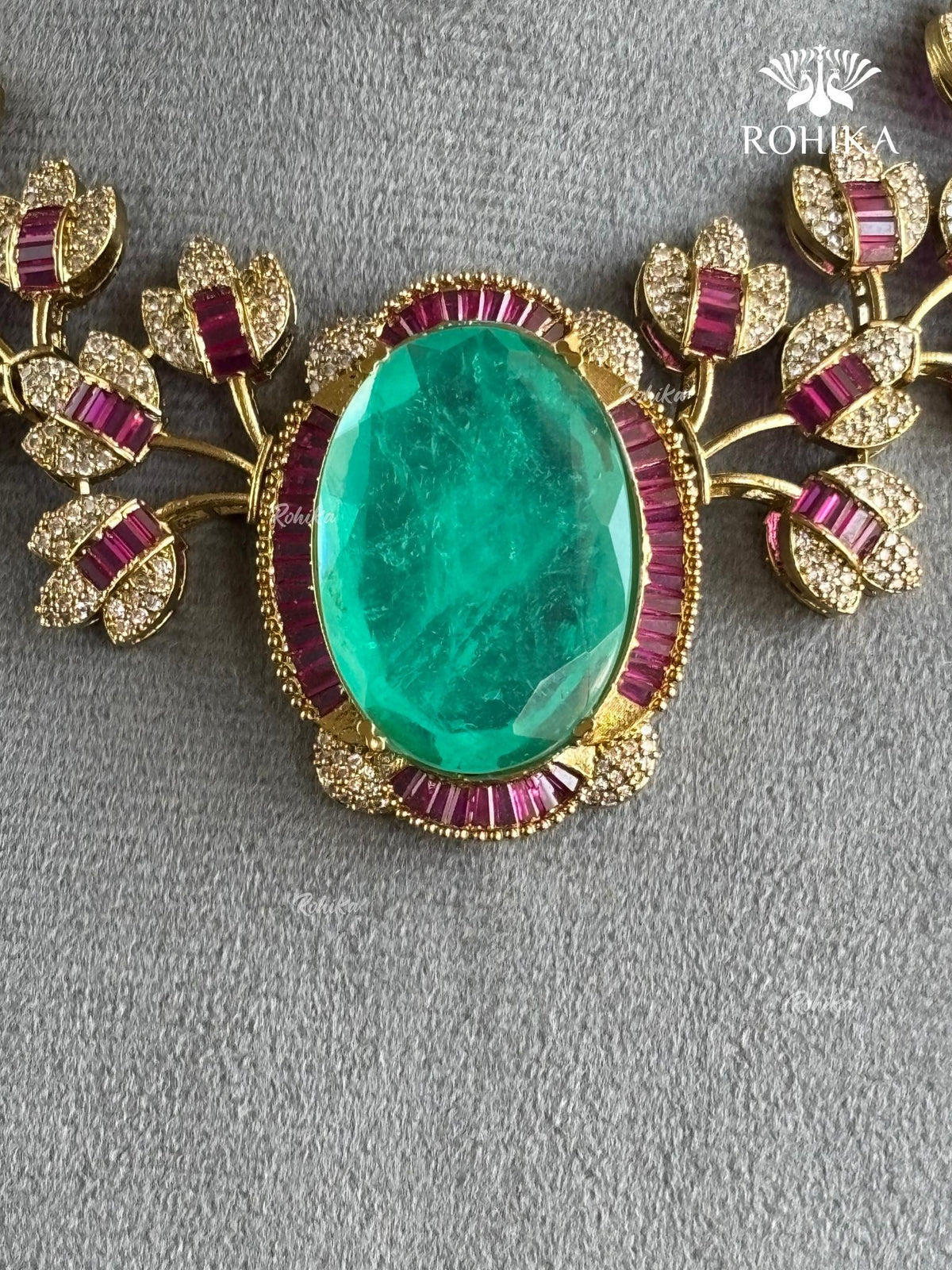 Elena Doublet Necklace Set - Mint Green And Pink