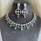 Hinaya American diamond necklace set - Mint green