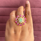 Alana American Diamond Ring (SG-165) - Pink and Mint