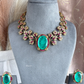 Elena Doublet Necklace Set - Mint Green And Pink