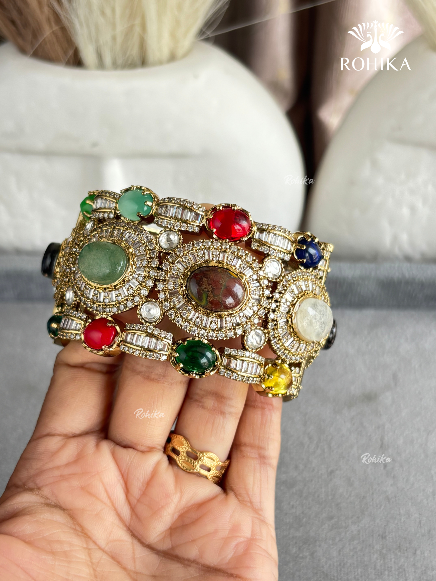 Sabya Deisgner Semi-Precious Kada (SSB003) -  Multi Colour