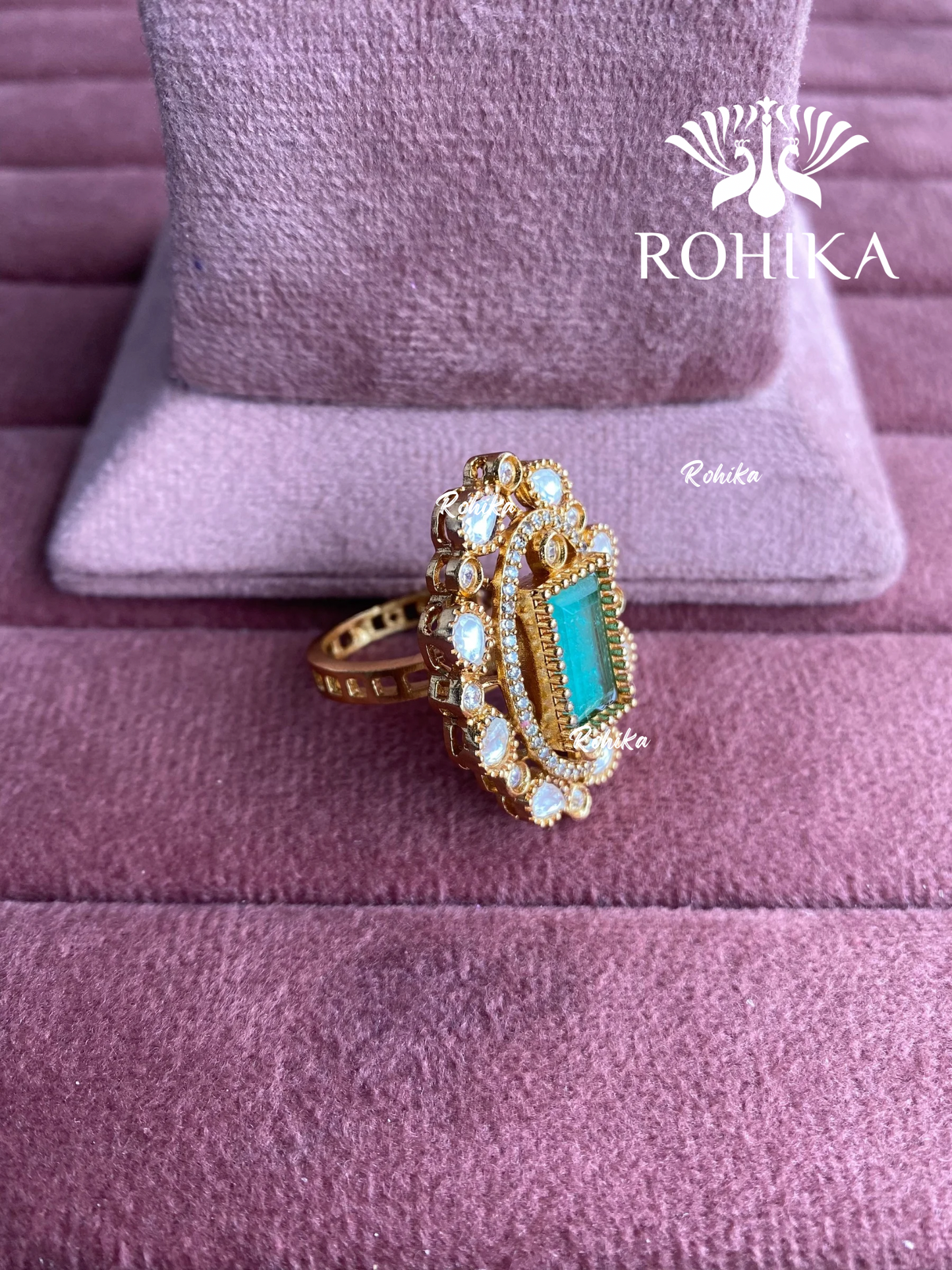 Angana polki kundan ring (SG-057) - Mint green