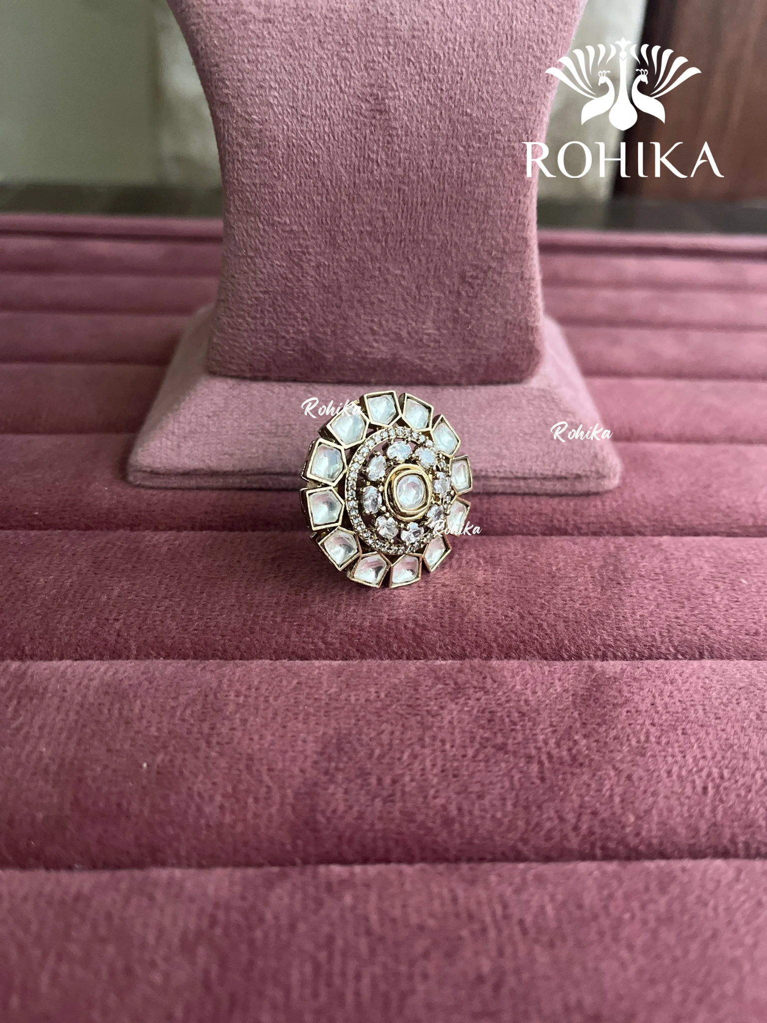 Angana polki kundan ring (SG-087) - White