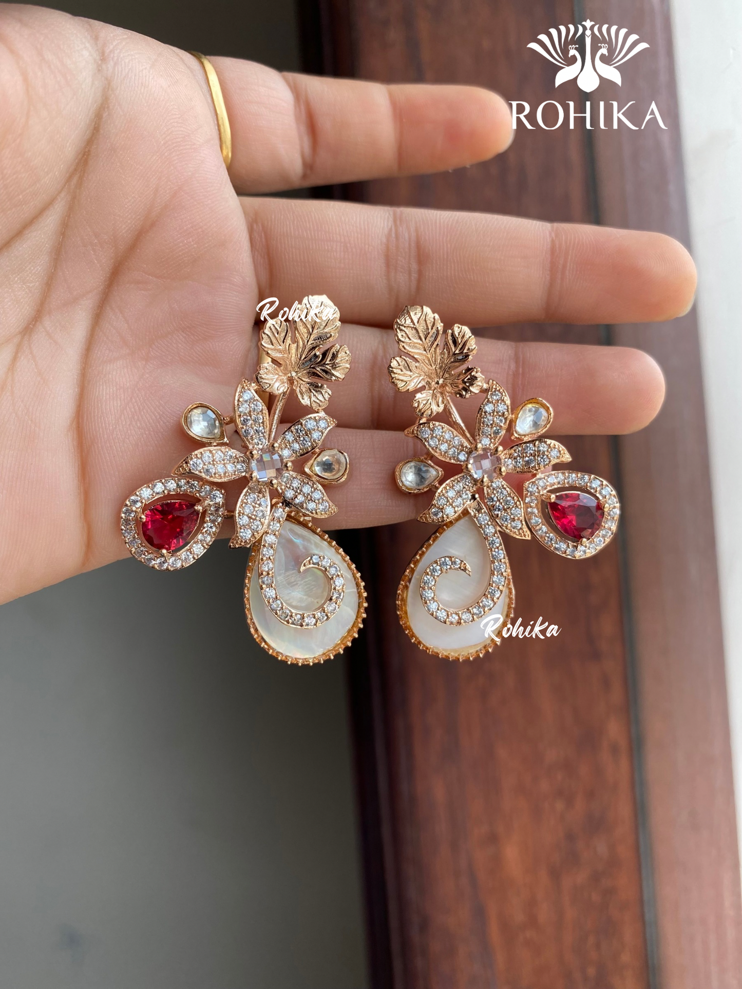 Manas designer earrings - Red