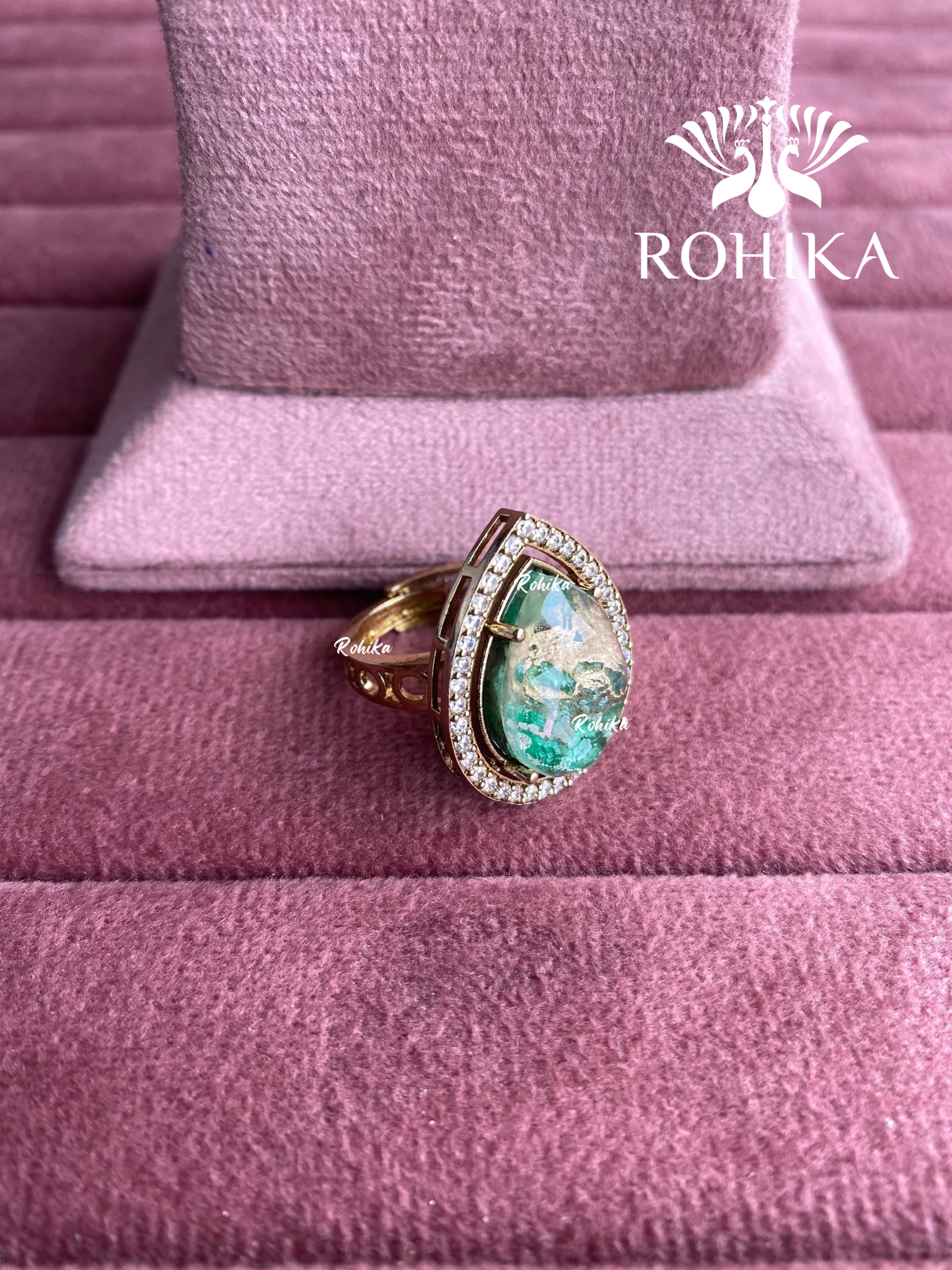 Angana polki kundan ring (SG-091) - Green