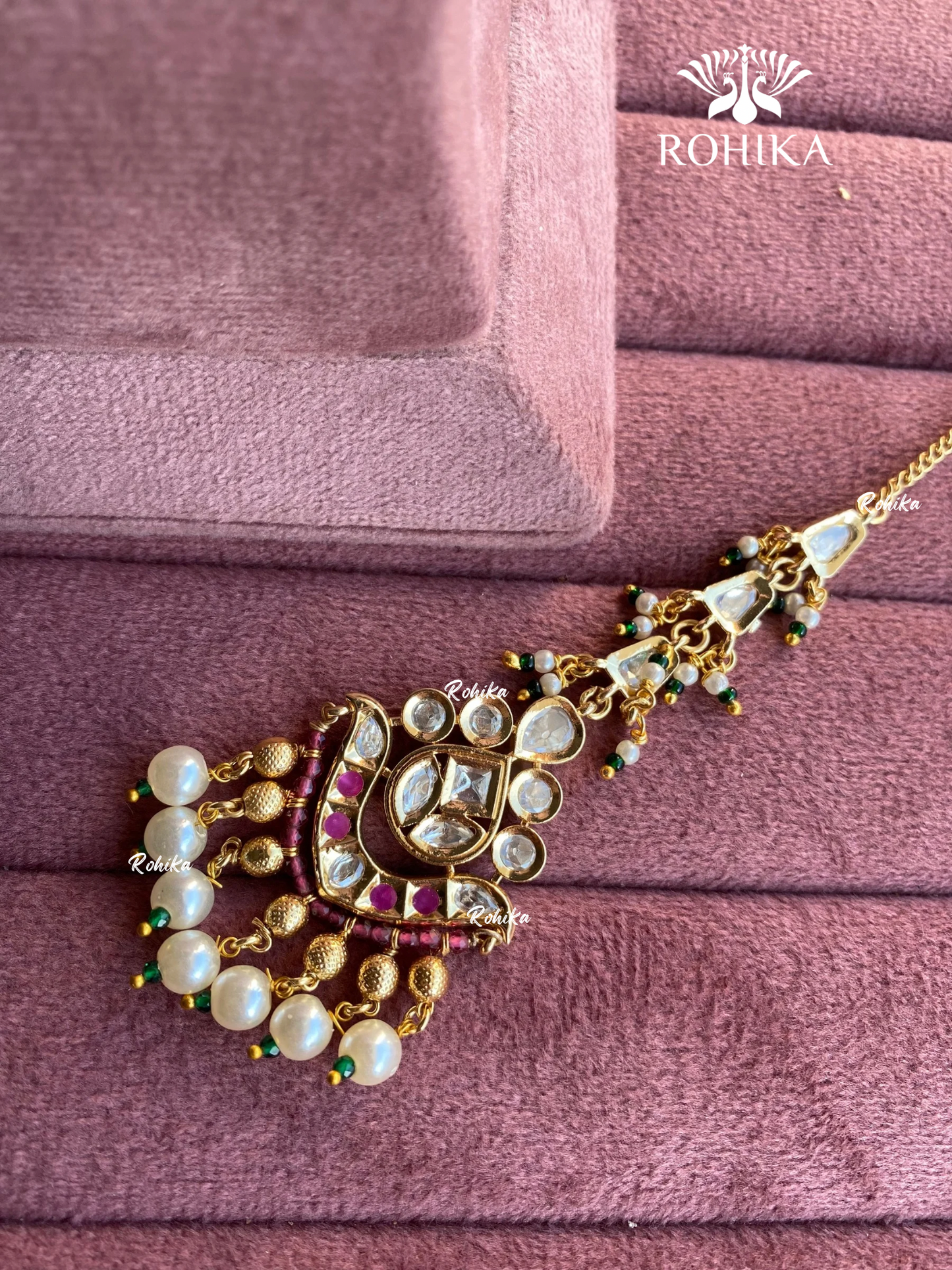 Polki kundan maangtikka (PLKM-030) - Pink