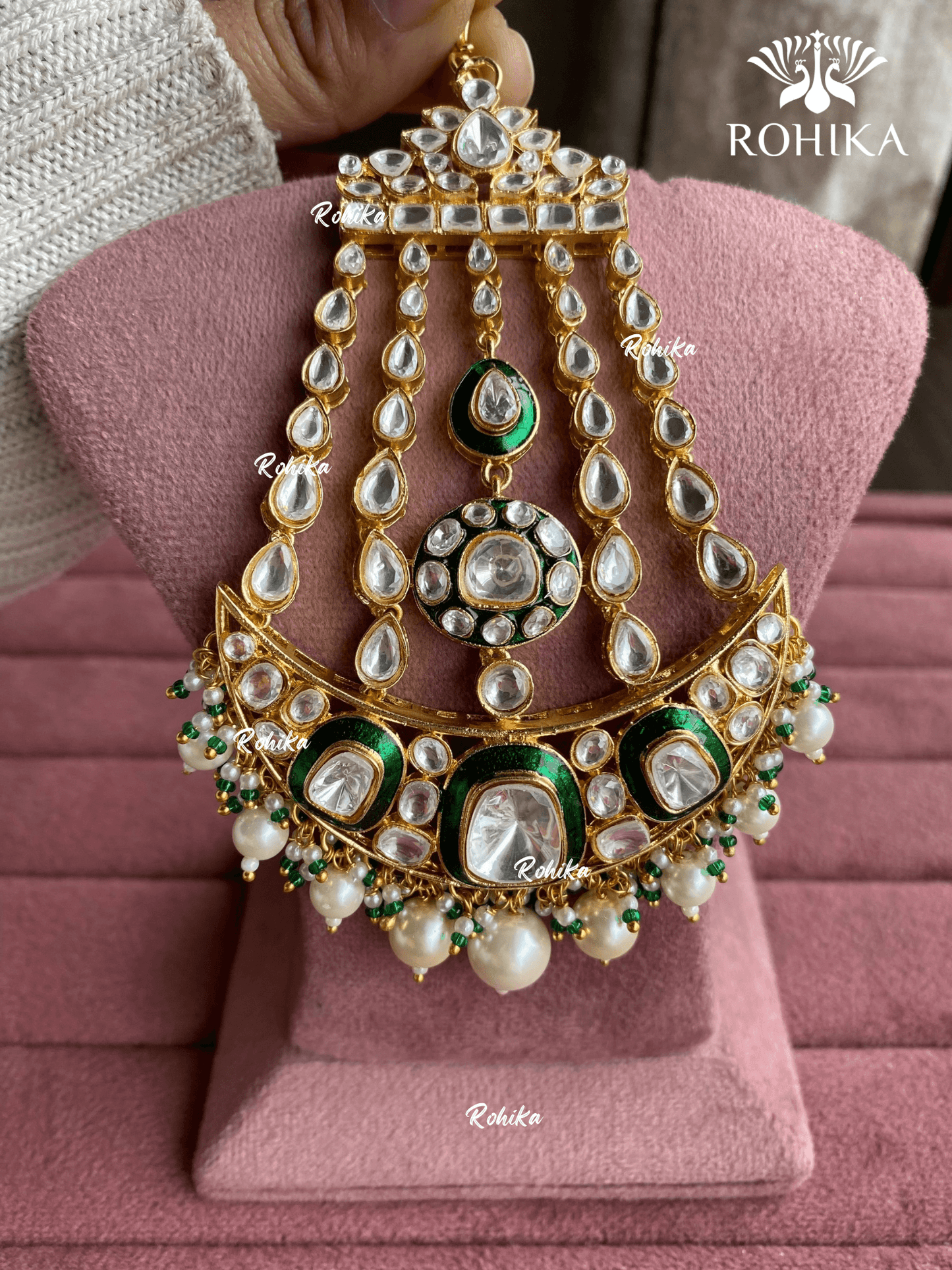 Bandini polki kundan passa /jhoomer (015) - Dark green - Rohika Store