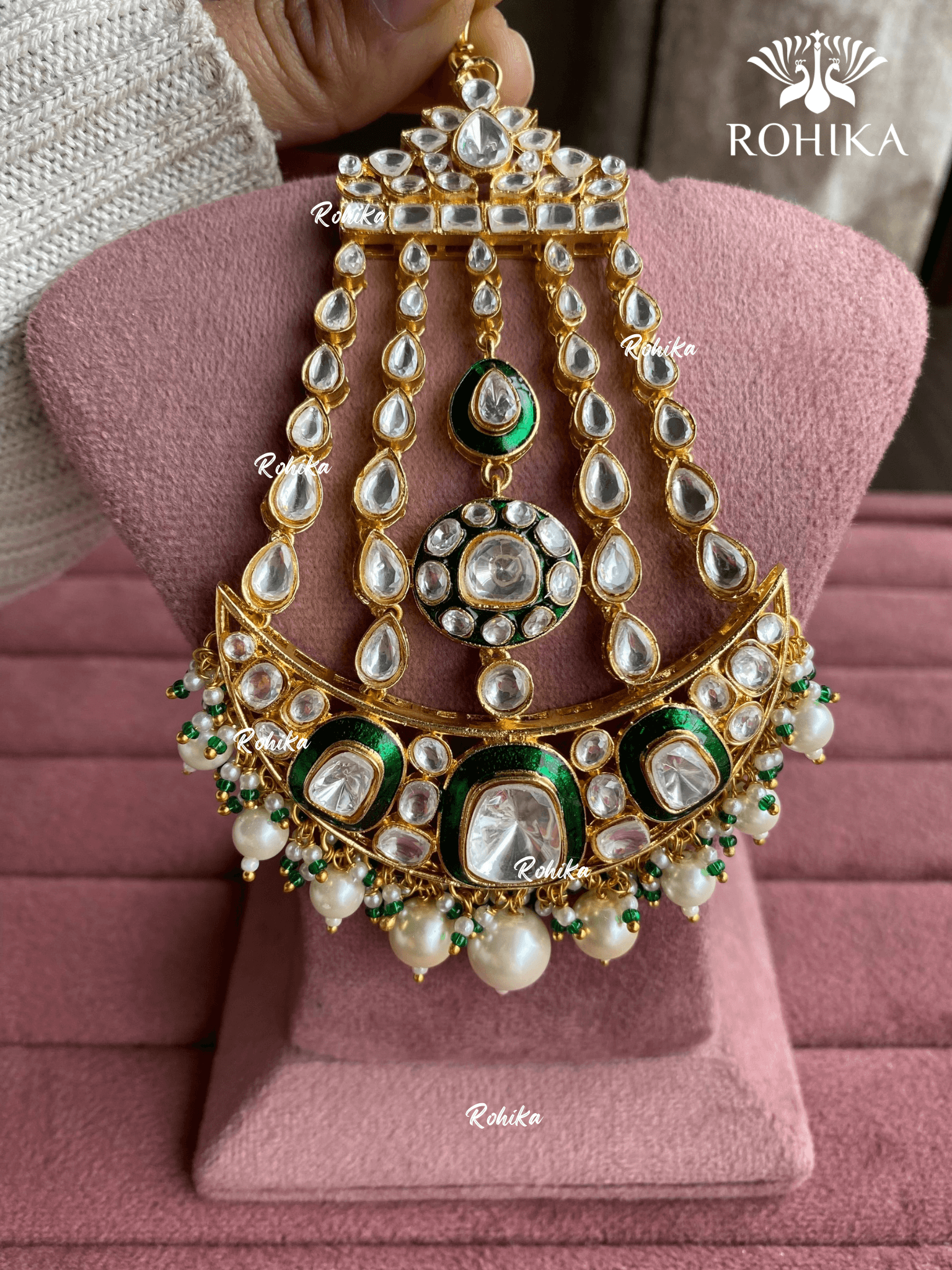Bandini polki kundan passa /jhoomer (015) - Dark green - Rohika Store