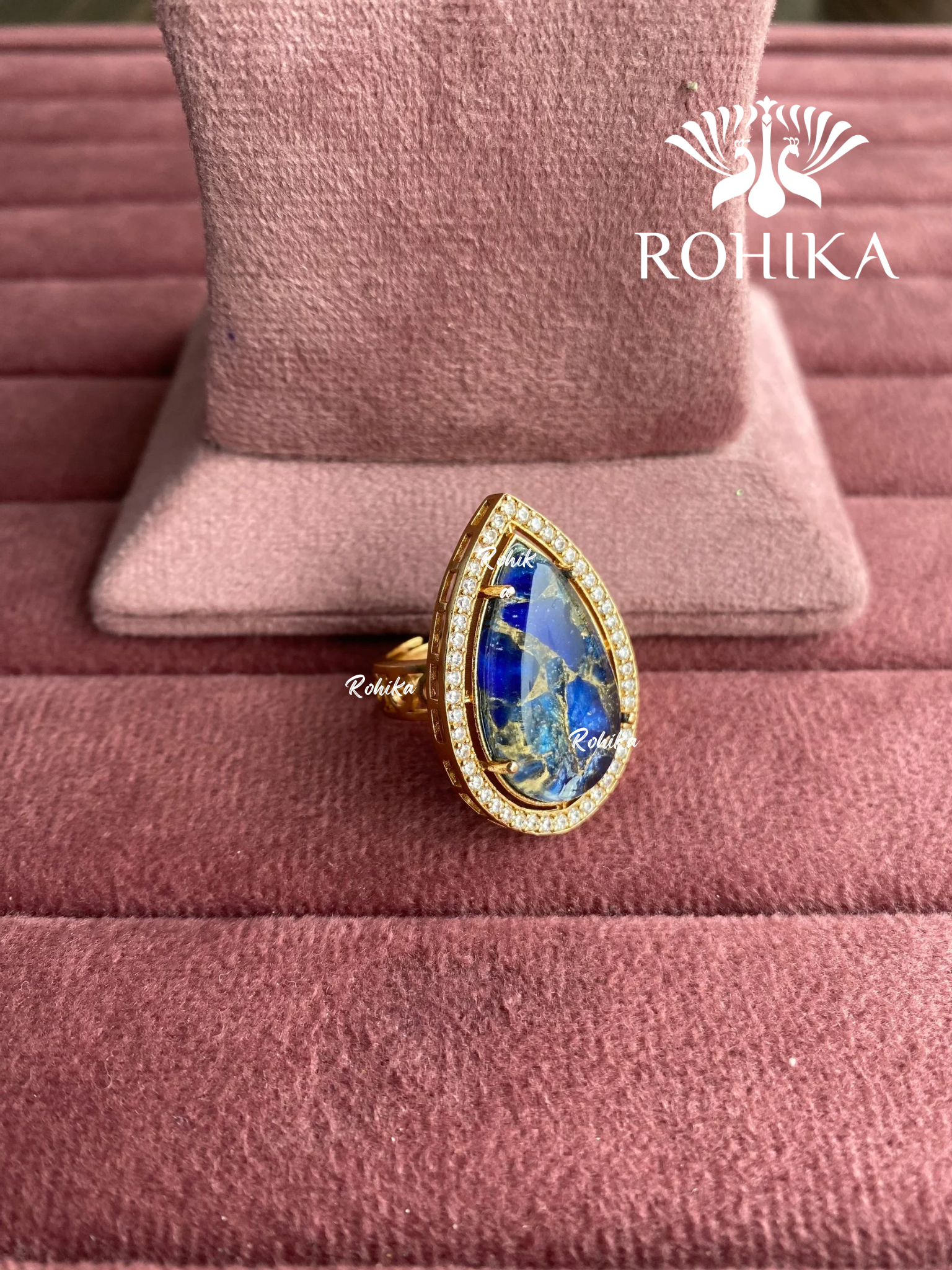 Angana polki kundan ring (SG-123) - Blue