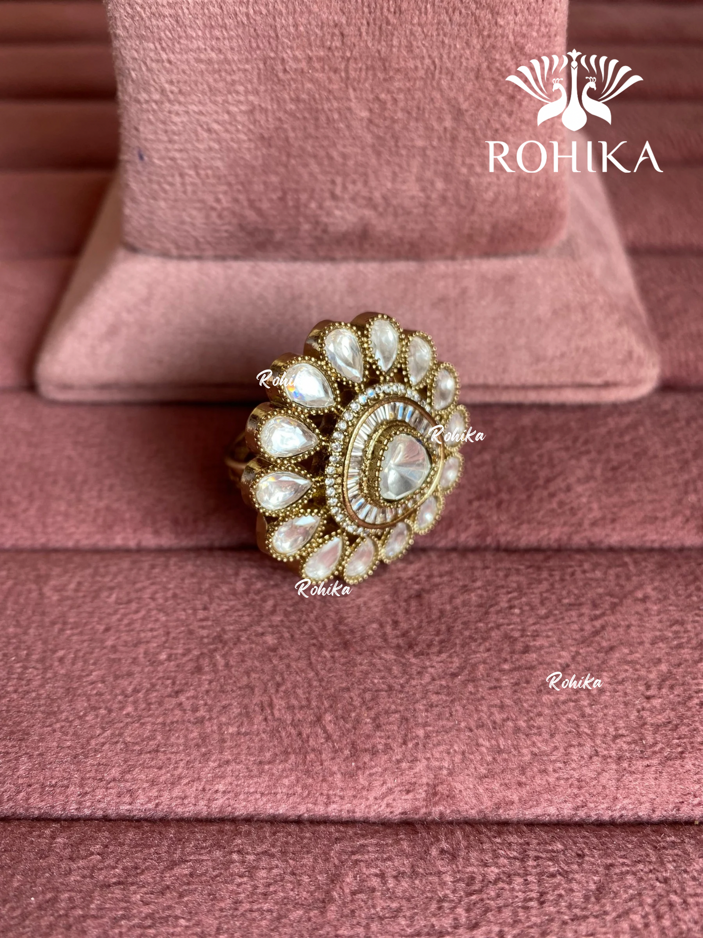 Angana polki kundan ring (SG-115) - White