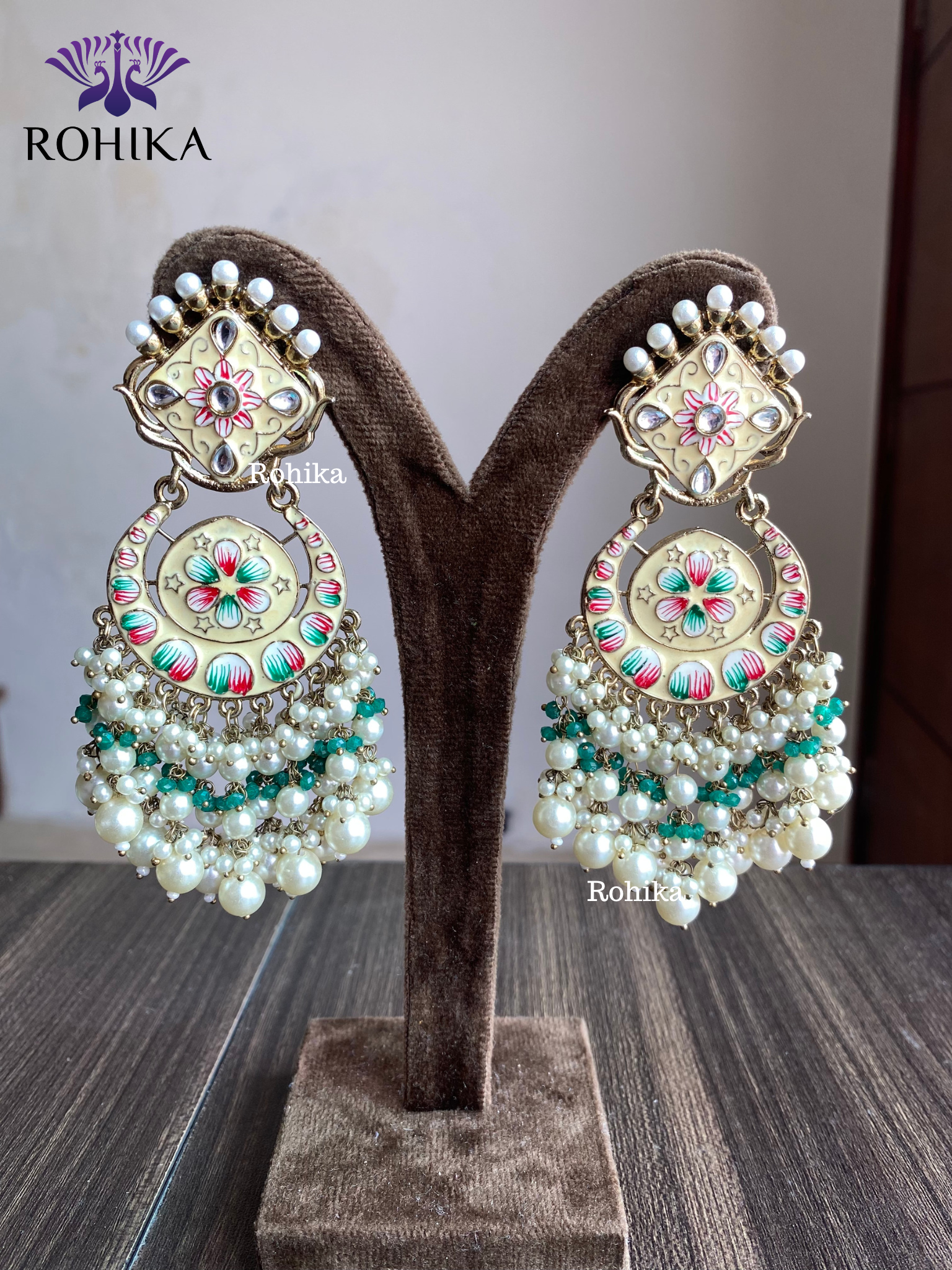 Rashmi meenakari earrings - White