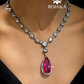 Emily american diamond necklace set - Dark pink