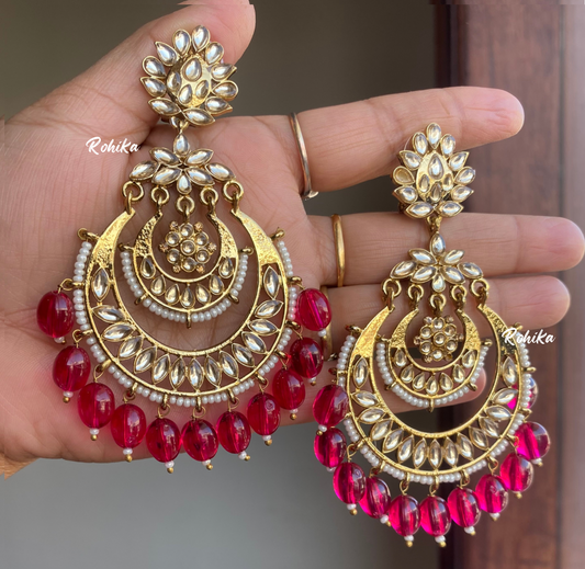 Damini kundan earrings  - Red