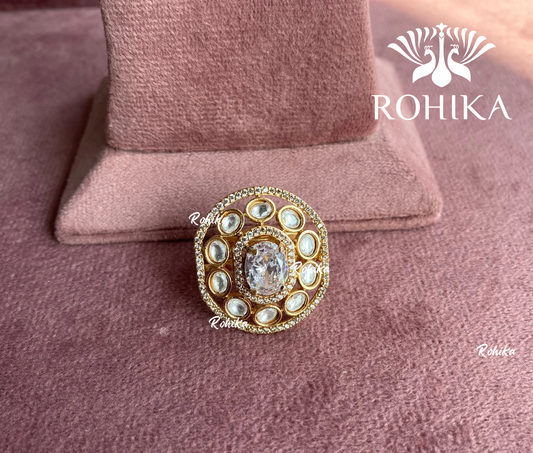 Angana polki kundan ring  (SG-026) - White