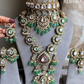 Atithi polki kundan combo set - Dark green