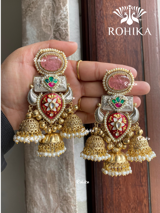 Banjara fusion earrings (FE-021) - Pink