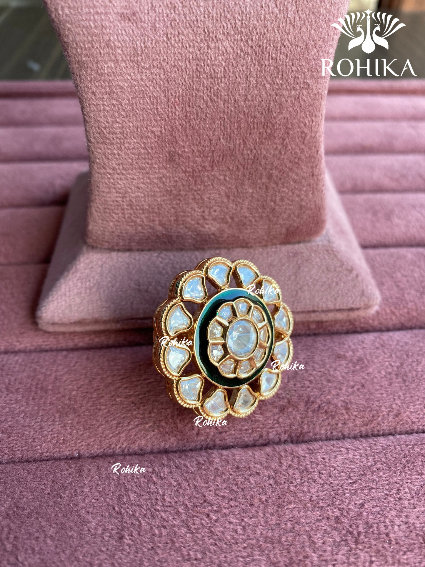 Angana polki kundan ring (SG-059) - Green 