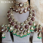 Vajasi bikaneri polki kundan bridal combo set - Dark Green & pink