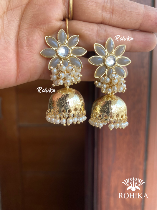 Misha jhumka Earrings - Grey