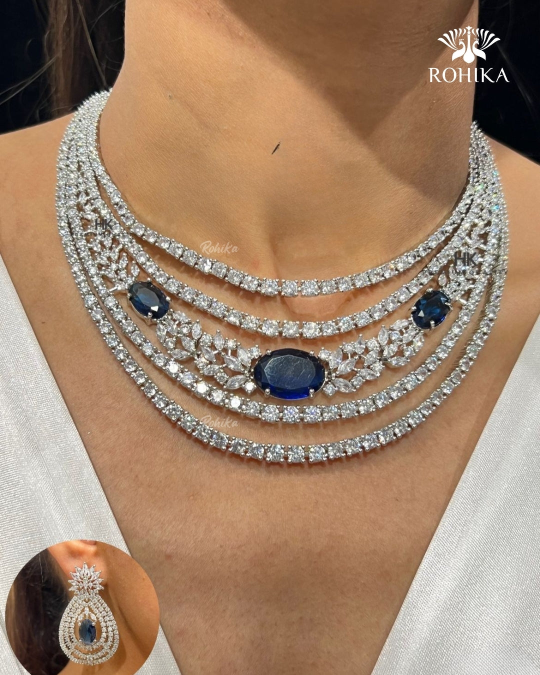 Stella American Diamond Necklace - Blue