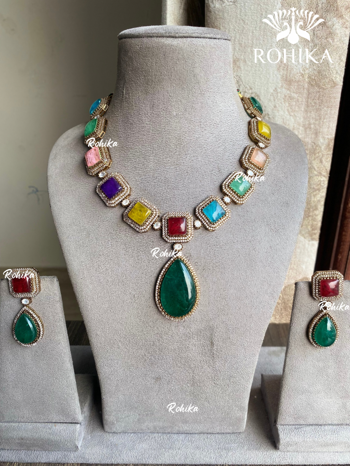 Vivita moisinite necklace set - Multi colour