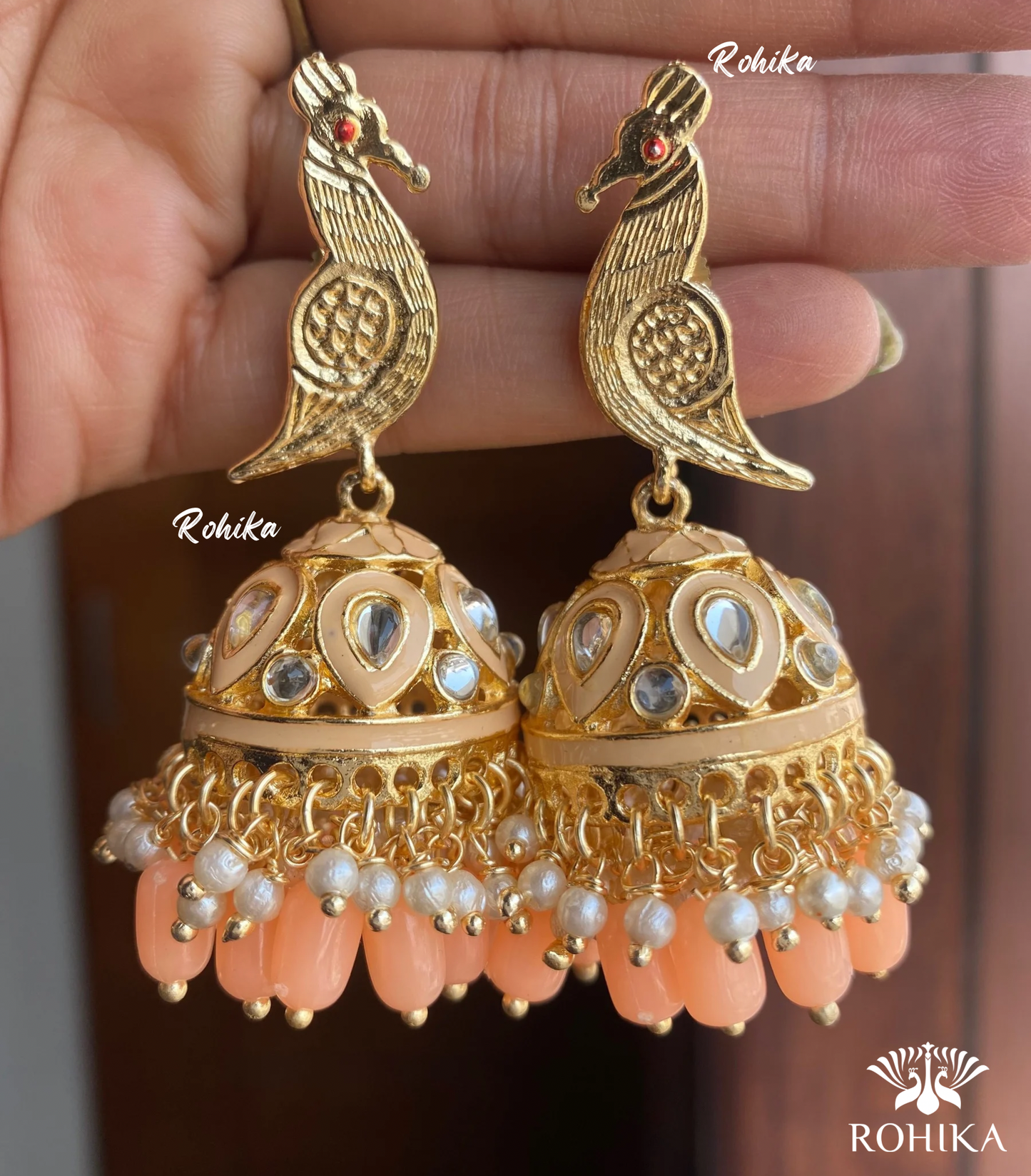 Nitya jhumka earrings - Peach