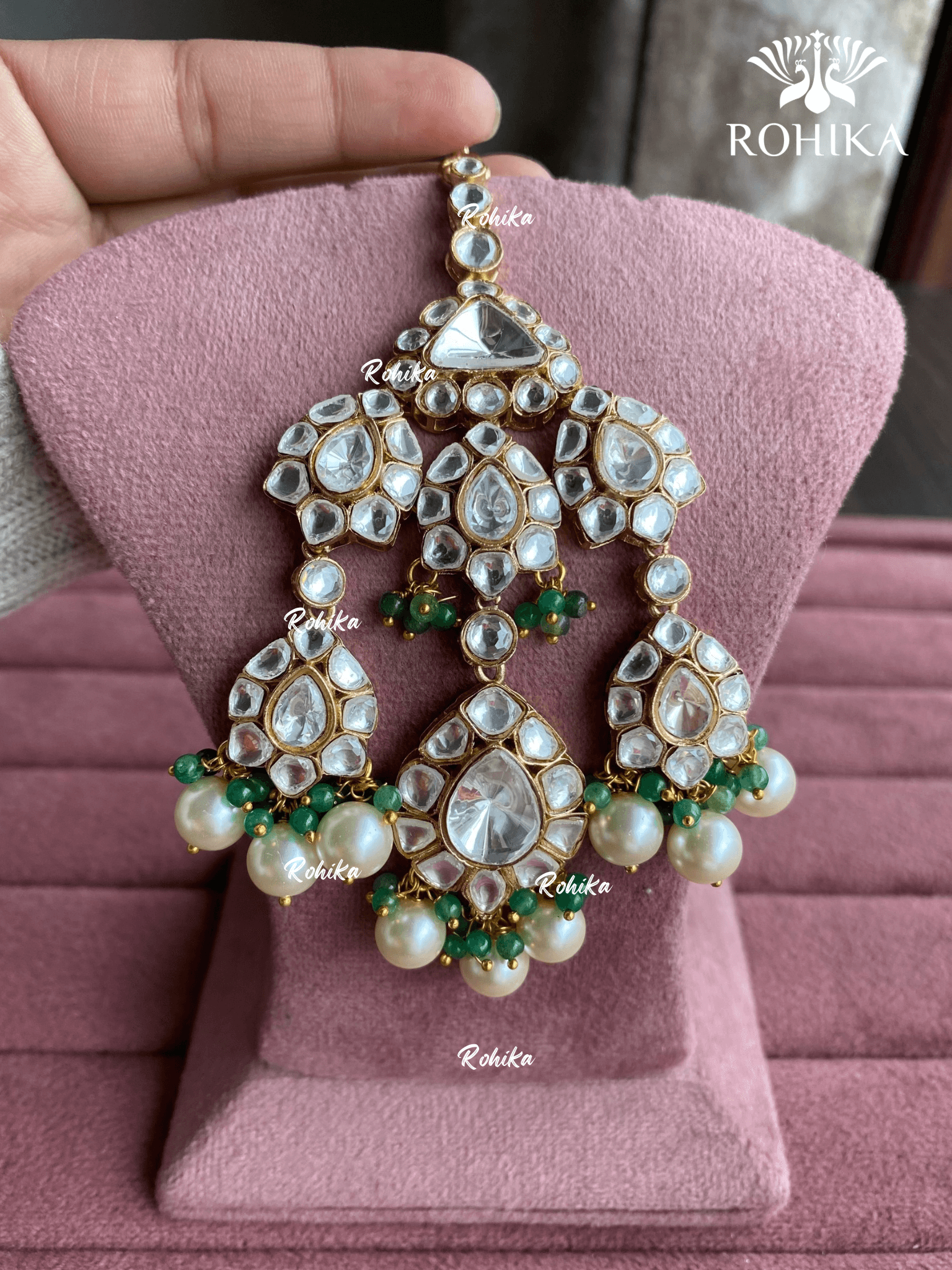 Bandini polki kundan passa /jhoomer (012) - Mint green - Rohika Store