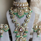 Atithi polki kundan combo set - Dark green