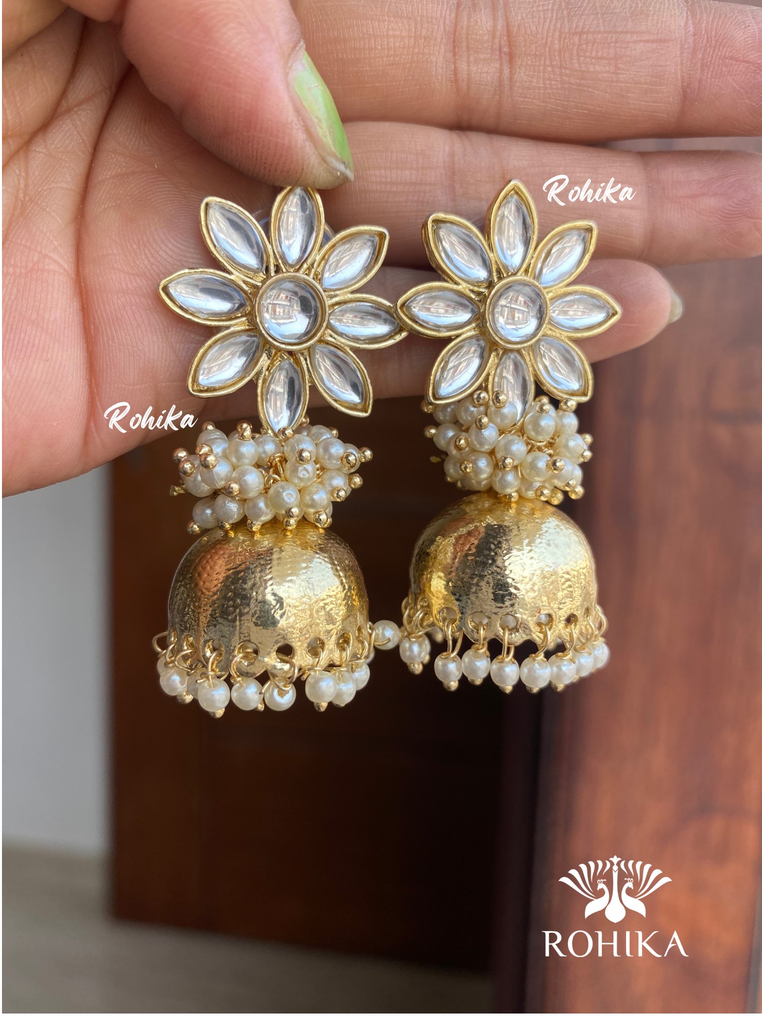 Misha jhumka Earrings - White