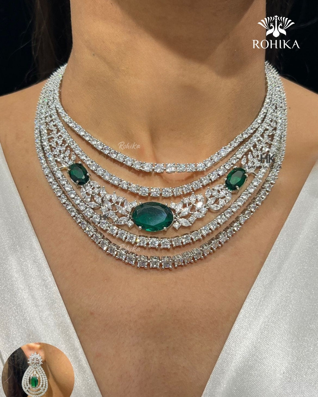 Stella American Diamond Necklace - Green