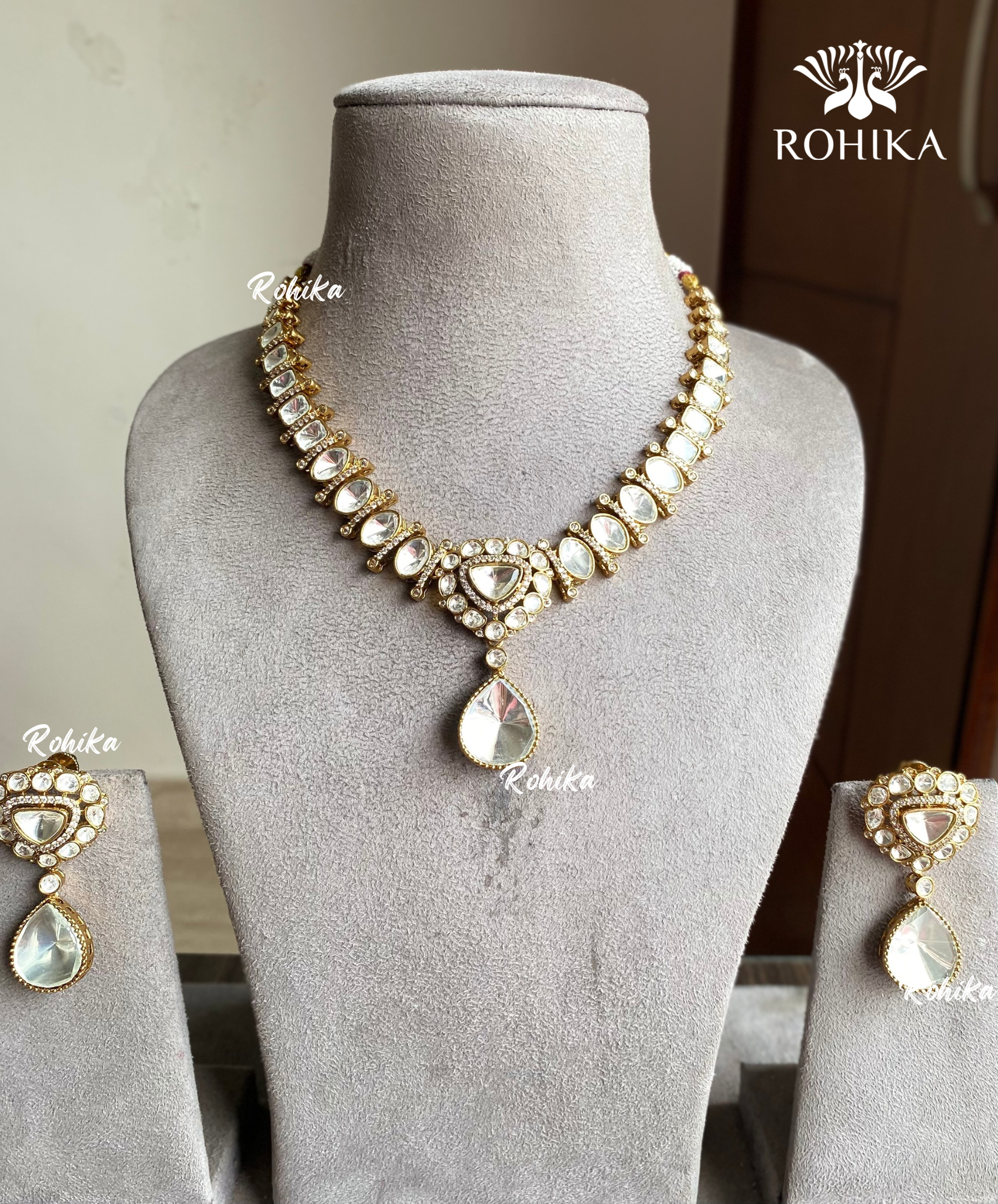 Samaya polki kundan necklace set - White