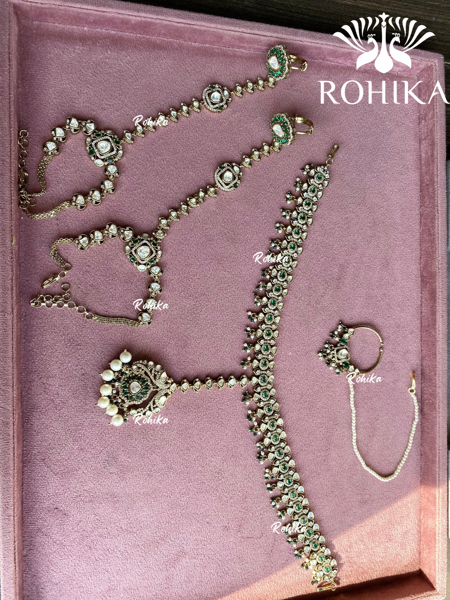 Rajsi moisanite bridal combo set - Dark Green