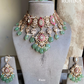 Mugdha moisanite choker set - Mint green and Pink