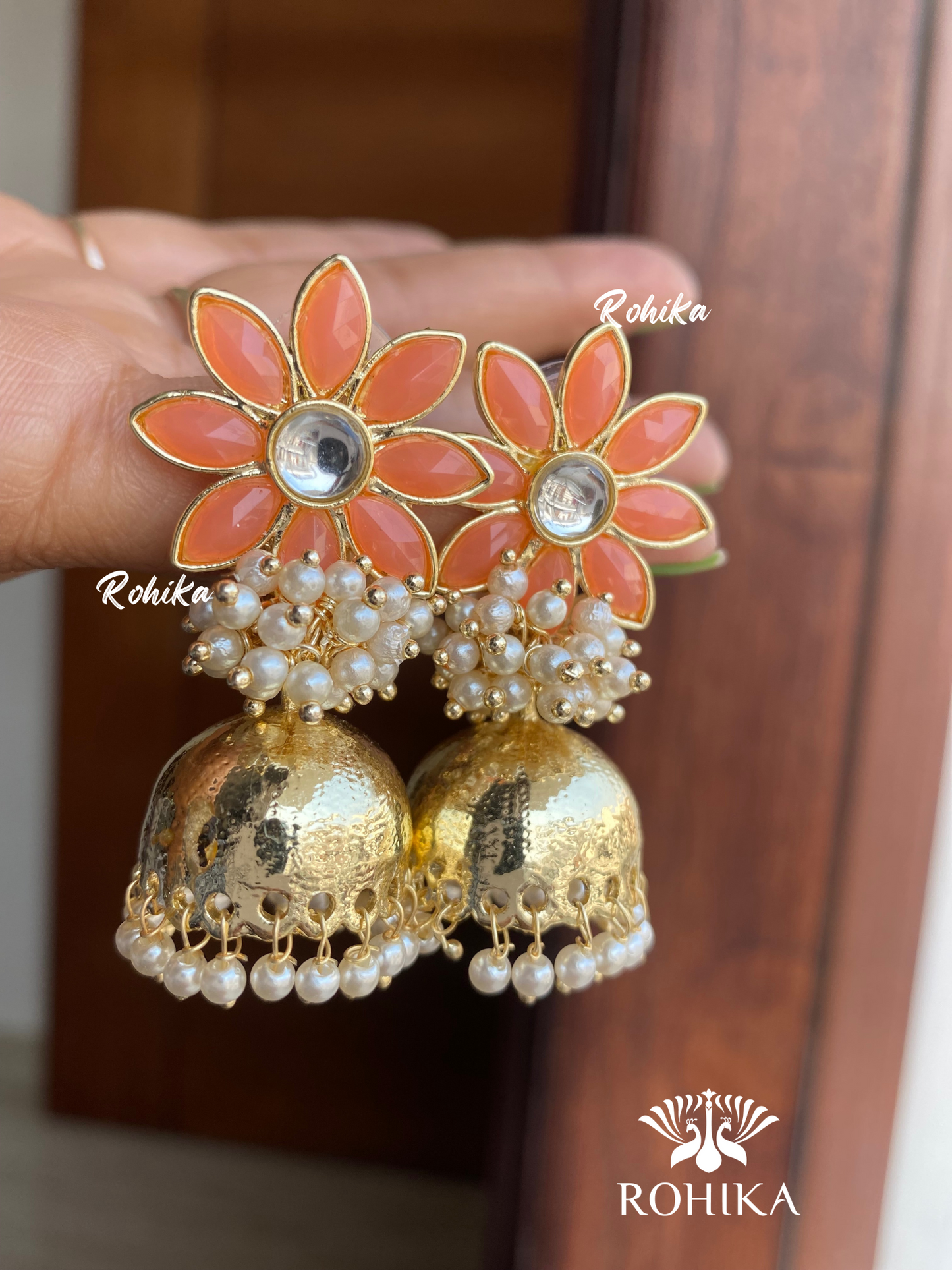 Misha jhumka Earrings - Peach