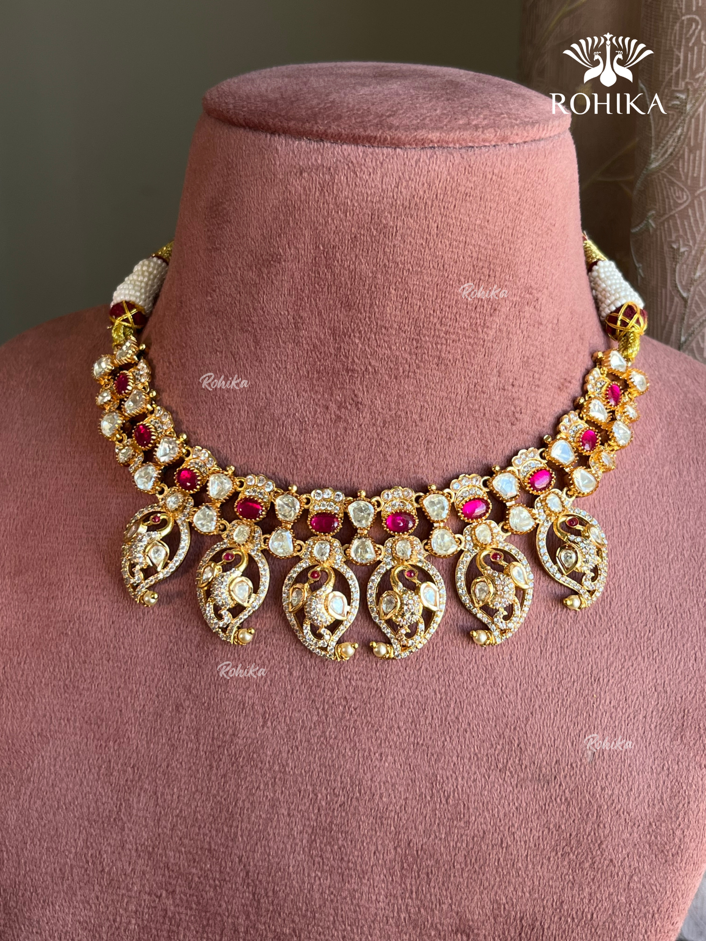 Vishaka moisanite necklace set - Ruby Red
