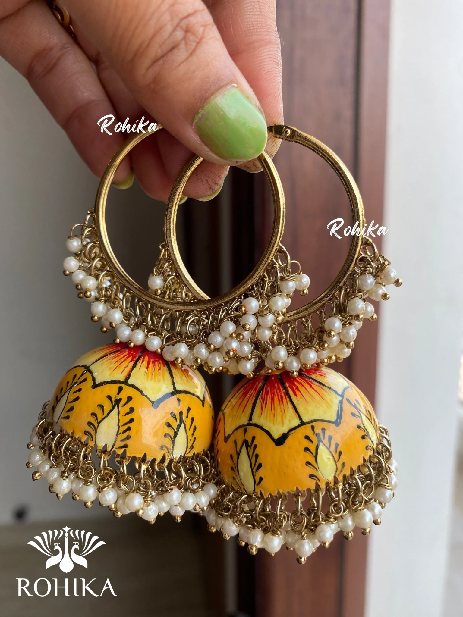 Muskan jhumka bali earrings - Yellow