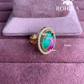 Angana polki kundan ring (SG-090) - Green & pink