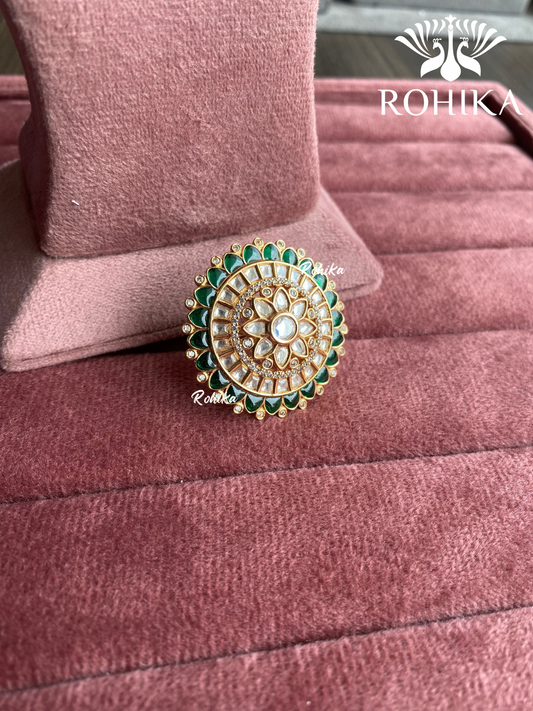 Angana polki kundan ring  (SG-021) - Green