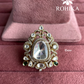 Angana polki kundan ring (SG-118) - White & green