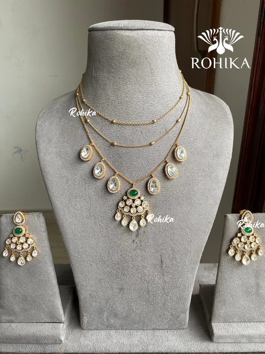 Divisha moisanite kundan necklace set  - Green