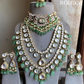 Swar polki kundan bridal combo set - Mint green